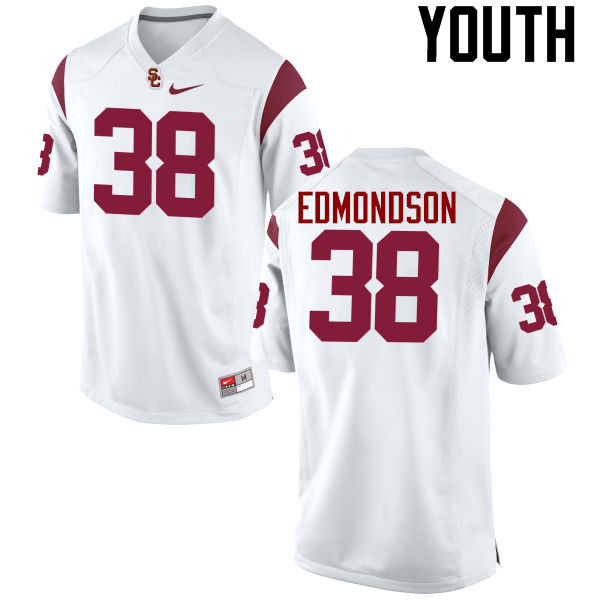 Youth #38 Chris Edmondson USC Trojans College Football Jerseys-White